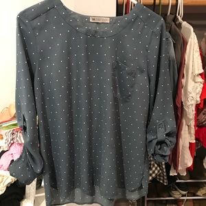 Down east blue blouse